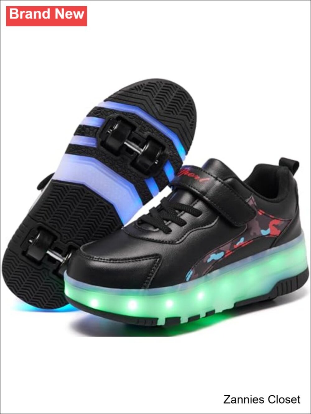 ✨ Kids LED Roller Skates 4 Wheel Light Up Sneakers Boys Girls 5-15 Years